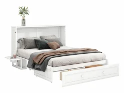 Merax Cama plegable móvil - 140 x 200 cm - convertible en cama - con cajones y estante - pino y MDF -