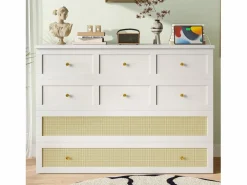 Merax Cama plegable móvil - 140 x 200 cm - con 6 cajones + estante en el cabecero + USB - MDF -