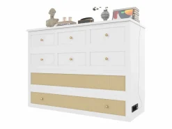 Merax Cama plegable móvil - 140 x 200 cm - con 6 cajones + estante en el cabecero + USB - MDF -