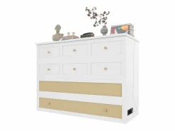 Merax Cama plegable móvil - 140 x 200 cm - con 6 cajones + estante en el cabecero + USB - MDF -