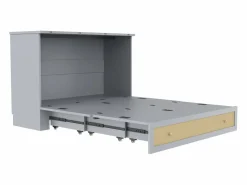 Clearance Merax Cama plegable móvil - 140 x 200 cm - con 6 cajones + estante en el cabecero + USB - MDF - Gris