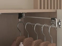 Vente-unique Cama puente 140 x 190 cm con almacenamiento y LEDs beige y natural + somier + colchón - DOMELITO