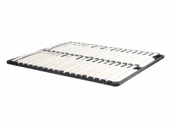 Vente-unique Cama puente 140 x 190 cm con almacenamiento y LEDs beige y natural + somier + colchón - DOMELITO