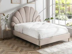 Vente-unique Cama Queen size de 160 x 200 cm en terciopelo con colchón - LIVAYA