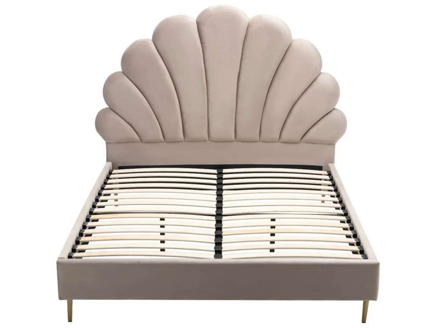 Vente-unique Cama Queen size de 160 x 200 cm en terciopelo con colchón - LIVAYA