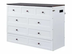 New ModernLuxe Cama retráctil de madera 140x200 cm - con tomas USB y almacenamiento - Blanco