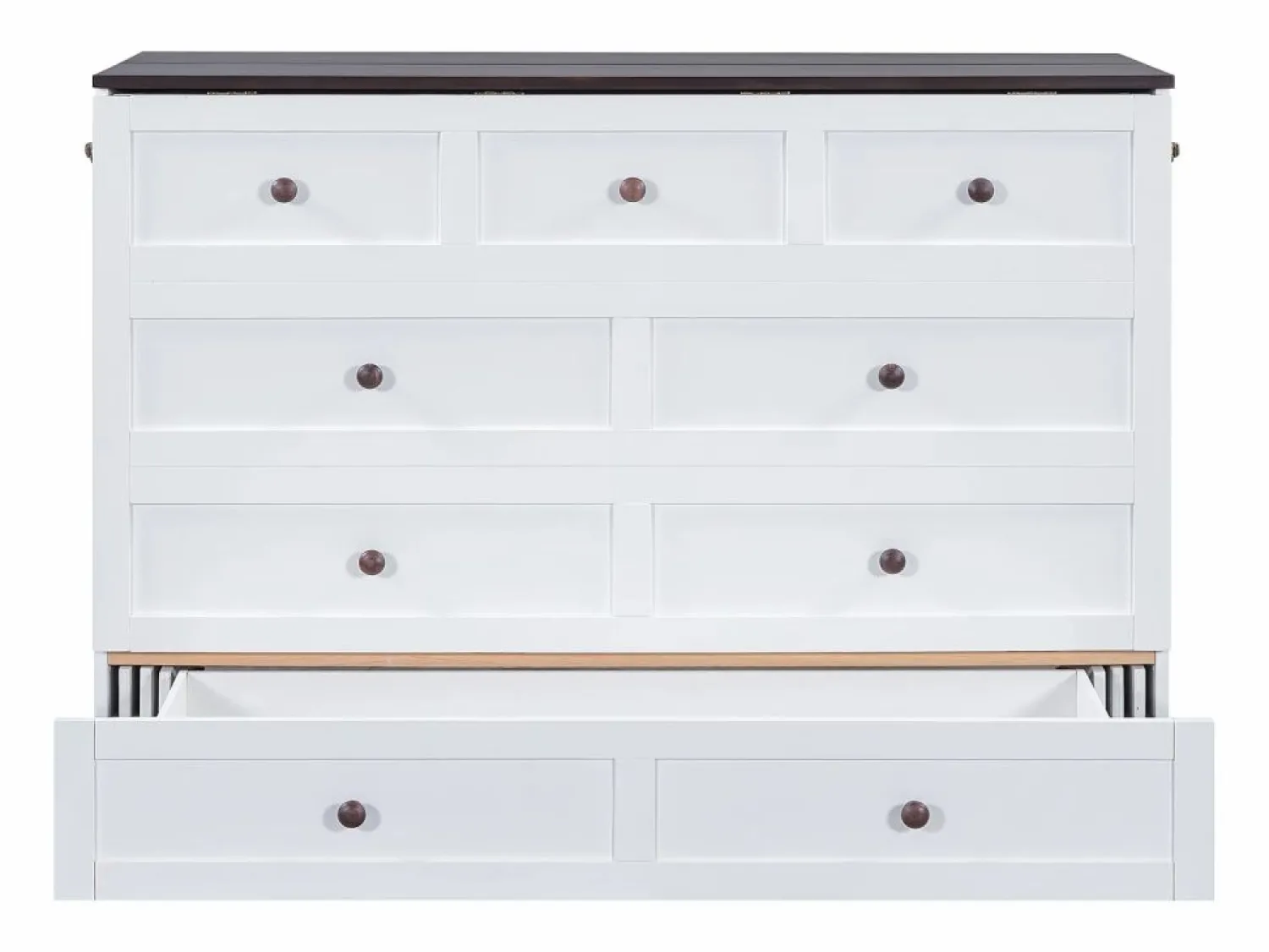 New ModernLuxe Cama retráctil de madera 140x200 cm - con tomas USB y almacenamiento - Blanco