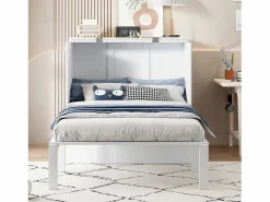 Hot Cama retráctil 90x200 cm, con somier, cama plegable abatible, dimensiones después del plegado: 70x90cm, sin colchón, madera, Cama Abatible