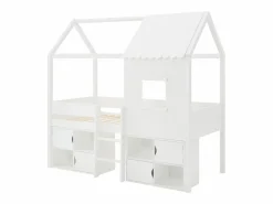 Online Cama semialta cabaña 90 x 190 cm en pino y MDF en color - VALESKIA Cama Montessori|Cama Infantil