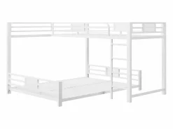 ModernLuxe Cama superpuesta de metal en forma de L - 90x200 cm + 140x200 cm - con barreras de seguridad y escalera - Metal - ​ (Colchón no incluido)