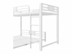 ModernLuxe Cama superpuesta de metal en forma de L - 90x200 cm + 140x200 cm - con barreras de seguridad y escalera - Metal - ​ (Colchón no incluido)
