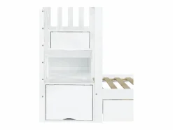 Clearance ModernLuxe Cama superpuesta infantil 90x200 cm - con escalera de almacenamiento y tobogán - con una biblioteca ilustrada - con 2 cajones - ​ (sin colchón) Blanco