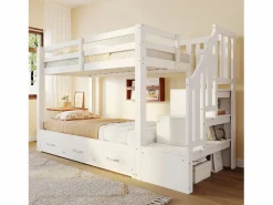 Best Cama superpuesta infantil 90 x 200 cm - con escalera de almacenamiento - con 3 cajones - con cama nido - ​ (colchón no incluido) Cama Litera