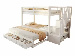 Best Cama superpuesta infantil 90 x 200 cm - con escalera de almacenamiento - con 3 cajones - con cama nido - ​ (colchón no incluido) Cama Litera