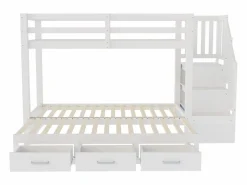 Best Cama superpuesta infantil 90 x 200 cm - con escalera de almacenamiento - con 3 cajones - con cama nido - ​ (colchón no incluido) Cama Litera