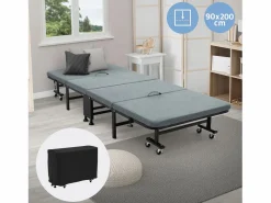 ECD Germany Cama supletoria 90x200 cm, Cama individual plegable, con colchón/relleno, cama de viaje