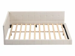 Best Merax Cama tapizada 140 x 200 cm con cabecero - Terciopelo - Sofá cama - Somier de láminas - Beige