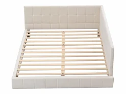 Best Merax Cama tapizada 140 x 200 cm con cabecero - Terciopelo - Sofá cama - Somier de láminas - Beige