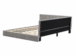 Online Merax Cama tapizada 140 x 200 cm con cabecero - Terciopelo - Sofá cama - Somier - Gris