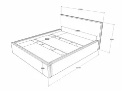Cama tapizada Fargo haaus, 200 x 160 cm, Ocre
