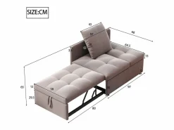 Sale Cama tapizada, sofá cama, sofá multifuncional 3 en 1 de lino, ajustable Sillón Cama