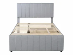 Sale OKWISH Cama tapizada 140x200 cm con nido y cajones, tapizado de lino suave - Gris