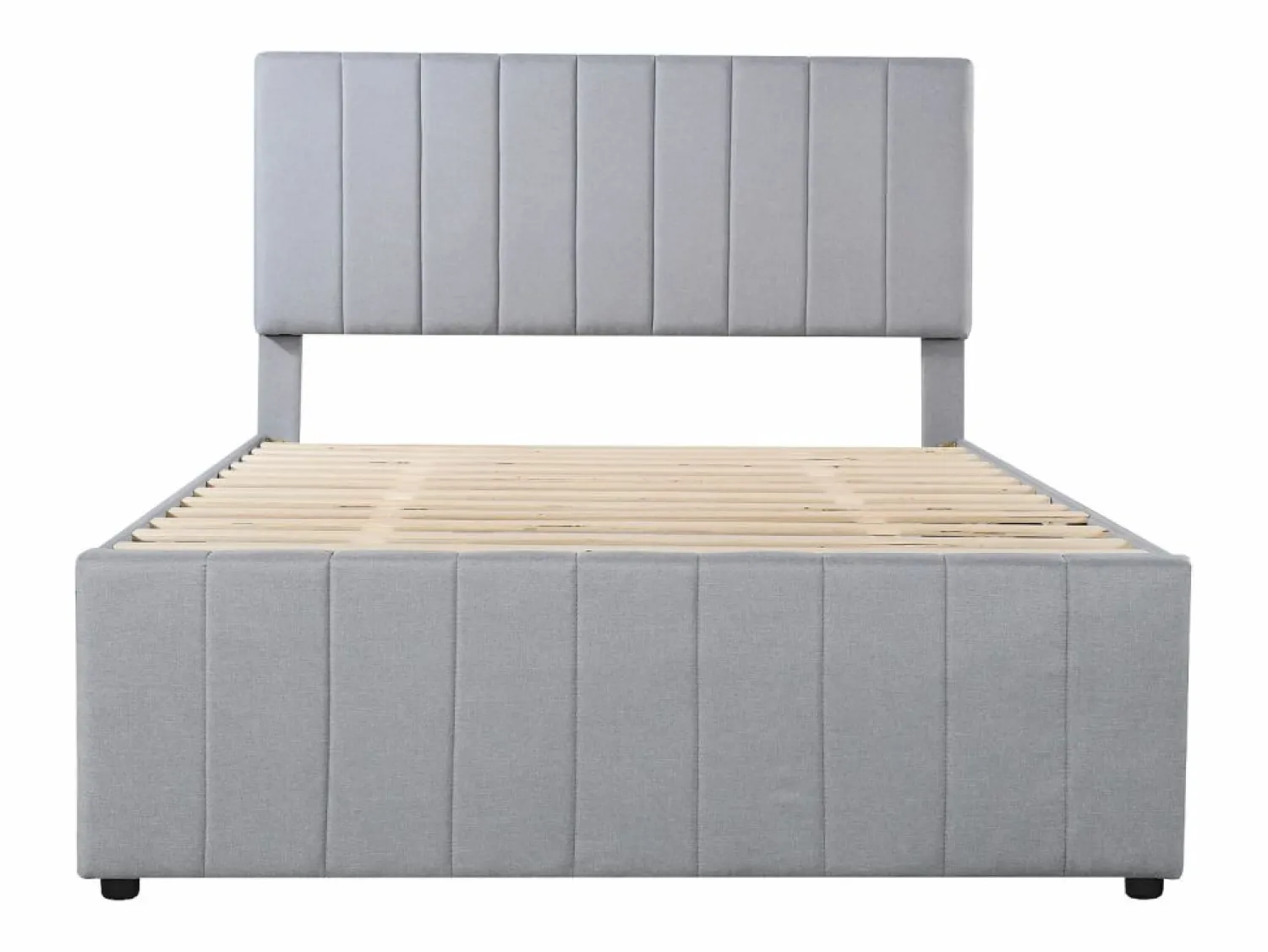 Sale OKWISH Cama tapizada 140x200 cm con nido y cajones, tapizado de lino suave - Gris