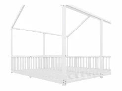 ModernLuxe Cama-cabina de hierro 2x90x200cm - con techo y somier -