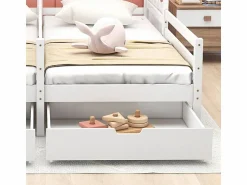 ModernLuxe Cama-cabina de pino macizo 2x90x200 cm - con 2 cajones - Blanco