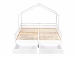 ModernLuxe Cama-cabina de pino macizo 2x90x200 cm - con 2 cajones - Blanco