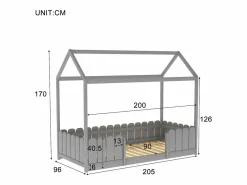 New Cama-cabina para niños - 90 x 200 cm - madera maciza - barrera y somier - Cama Montessori