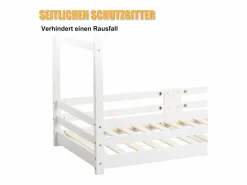 Hot Merax Cama-cabina para niños - 90 x 200 cm - pino - barrera y somier - Blanco