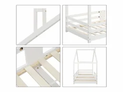 Hot Merax Cama-cabina para niños - 90 x 200 cm - pino - barrera y somier - Blanco
