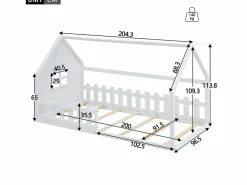 ModernLuxe Cama-cabina para niños 90x200 cm - con forma de casita - en madera de pino y MDF -
