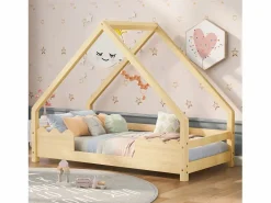 Outlet Cama-cabina 90x200 cm - madera de pino - con protección contra caídas y somier - Natural Cama Montessori