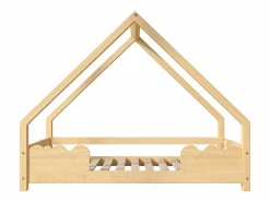 Outlet Cama-cabina 90x200 cm - madera de pino - con protección contra caídas y somier - Natural Cama Montessori