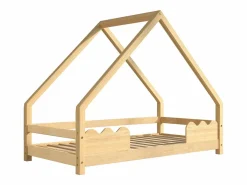 Outlet Cama-cabina 90x200 cm - madera de pino - con protección contra caídas y somier - Natural Cama Montessori