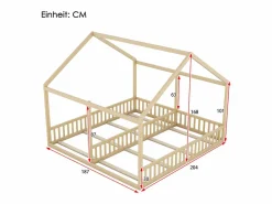 Hot Camarote para 2 niños 90x200cm - camas planas modelos casa camas 2 plazas 2 en 1 - natural Cama Montessori