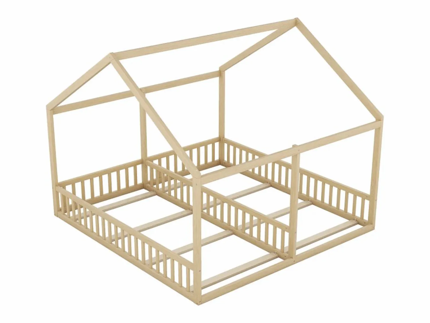 Hot Camarote para 2 niños 90x200cm - camas planas modelos casa camas 2 plazas 2 en 1 - natural Cama Montessori