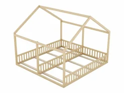 Hot Camarote para 2 niños 90x200cm - camas planas modelos casa camas 2 plazas 2 en 1 - natural Cama Montessori