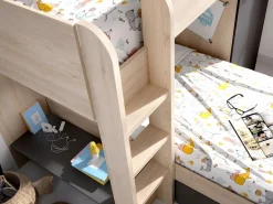 Vente-unique Camas tren modulares rinconeras con compartimentos 2x90x190 cm. roble y antracita. RICARDO