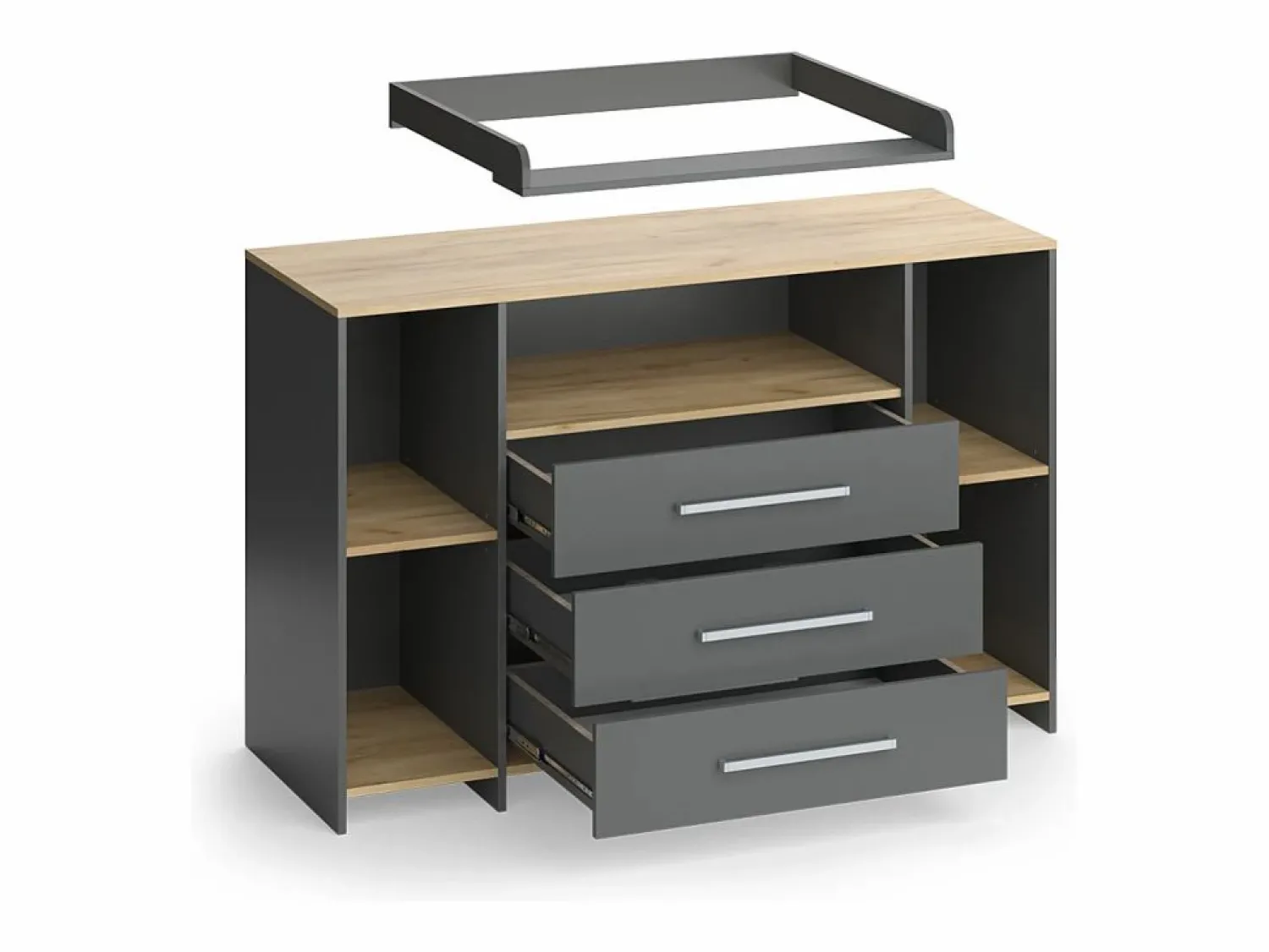 Sale Vicco Cambiador antracita/roble dorado 143.2x53.1x93 oskar Gris antracita