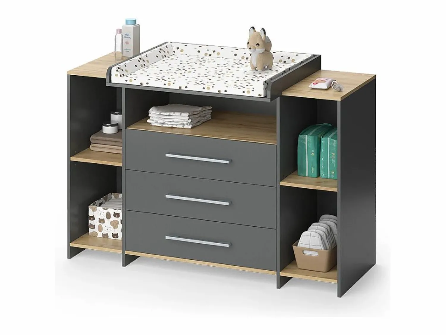 Sale Vicco Cambiador antracita/roble dorado 143.2x53.1x93 oskar Gris antracita
