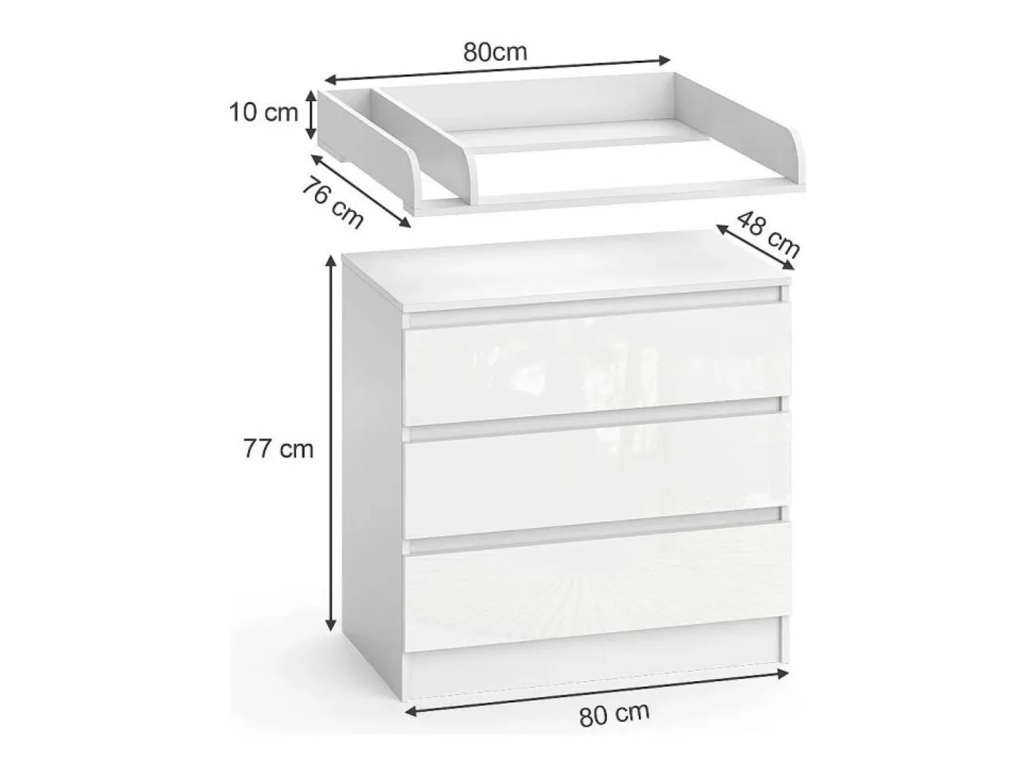 New Vicco Cambiador / alto brillo 80x76x87 emma Blanco
