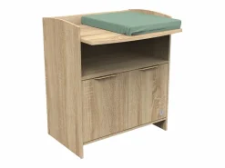 New Sauthon Cambiador de 2 puertas con tiradores y hornacina decorados en roble dorado Marru00f3n