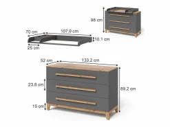 Vicco Cambiador /artisan 133.2x70x98 malia Gris