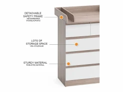 Cambiador sonoma/blanco 80x76x110.2 emma Mueble De Bebé