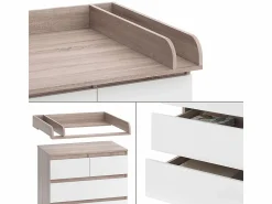 Cambiador sonoma/blanco 80x76x110.2 emma Mueble De Bebé