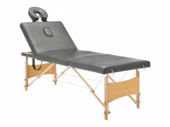 Discount Camilla de masaje de 4 secciones estructura de madera banco de masaje reposacabezas reposabrazos ajustable cama de masaje plegable portátil antracita 02_0001802 Camilla De Masaje