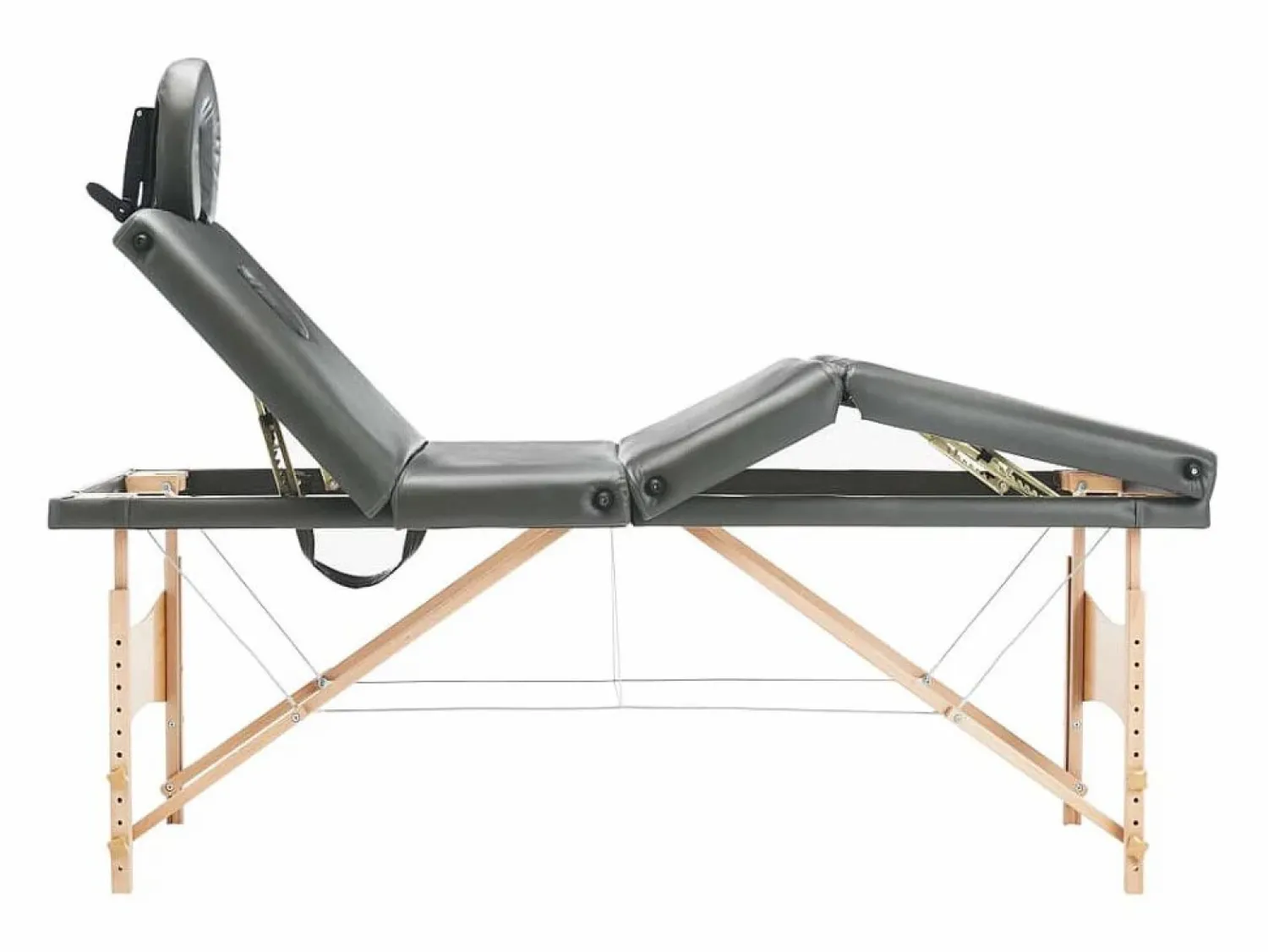 Discount Camilla de masaje de 4 secciones estructura de madera banco de masaje reposacabezas reposabrazos ajustable cama de masaje plegable portátil antracita 02_0001802 Camilla De Masaje